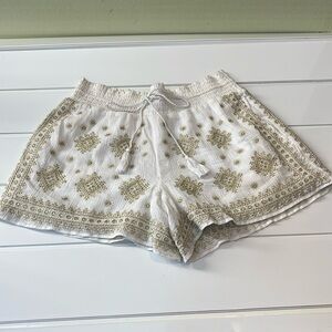 J.Crew white shorts with gold embroidery